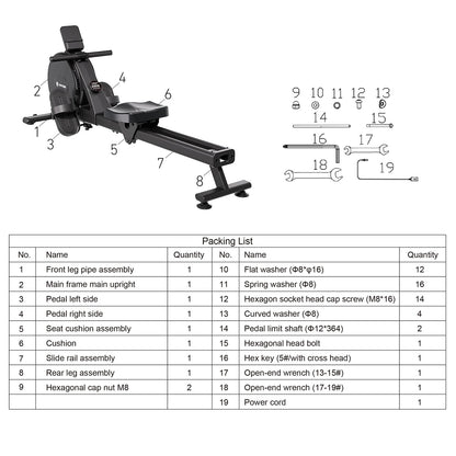 DeerRun R1 Pro Ultra-Quiet 32-Level Magnetic Resistance Smart Rower for Home