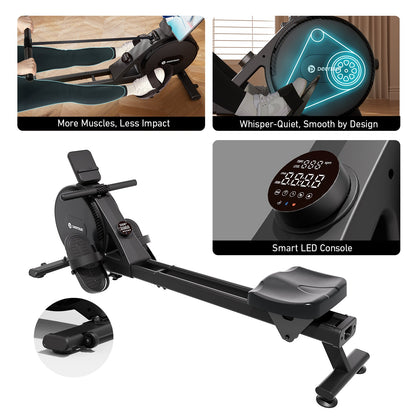 DeerRun R1 Pro Ultra-Quiet 32-Level Magnetic Resistance Smart Rower for Home