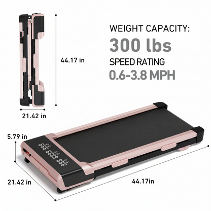 12% Auto Incline Smart Walking Pad Treadmill with remote control Pink-Fat-burning & fitness friendly