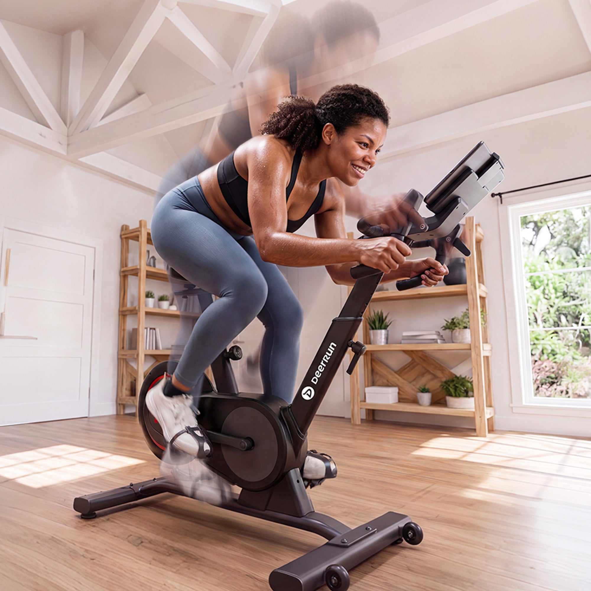 DeerRun Velix Base 1 Real-Road Smart Indoor Bike - 24-Speed Shifting, 999 Interactive Resistance