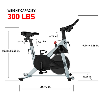 DeerRun S500 Pro King Size Indoor Exercise Bike for Tall Riders 32 Magnetic Adjustable Resistance, LED Screen, Silver