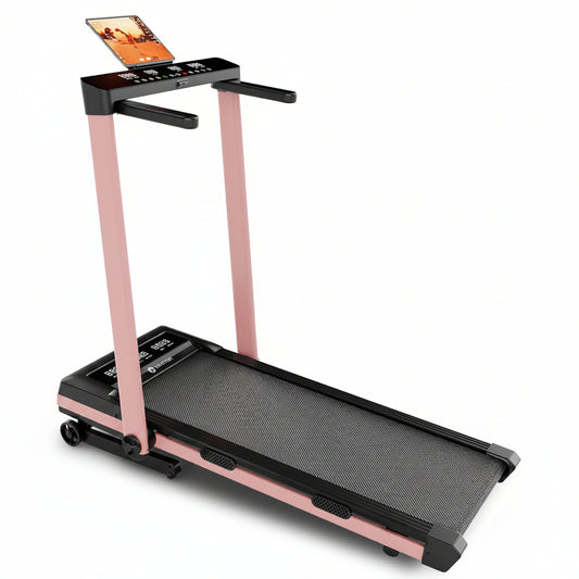Muse Type 2 in 1 Foldable Treadmill with Remote Control, 12% Auto Incline, Pink