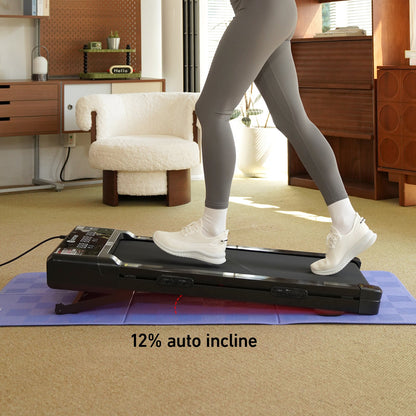 DeerRun Z10 Upgrade Full-screen Smart Walking Pad Treadmill with remote control 12% Auto Incline - Black, More Light, More Thin