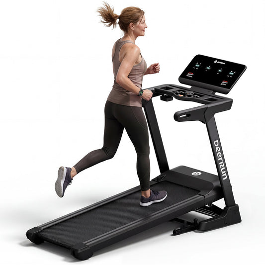 DeerRun X50 18% Auto Incline Big Screen AI Coach Smart Treadmill | 12.5 mph, 400 lbs Capacity