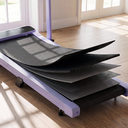 2026 New A6 Plus Handle 5% Incline 2 in 1 Foldable Treadmill with Whole Screen Upgraded Chip & NFC Support | 300 lbs, 7.5 mph, Purple