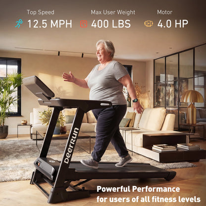 DeerRun X50 18% Auto Incline Big Screen AI Coach Smart Treadmill | 12.5 mph, 400 lbs Capacity