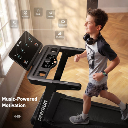 DeerRun X50 18% Auto Incline Big Screen AI Coach Smart Treadmill | 12.5 mph, 400 lbs Capacity