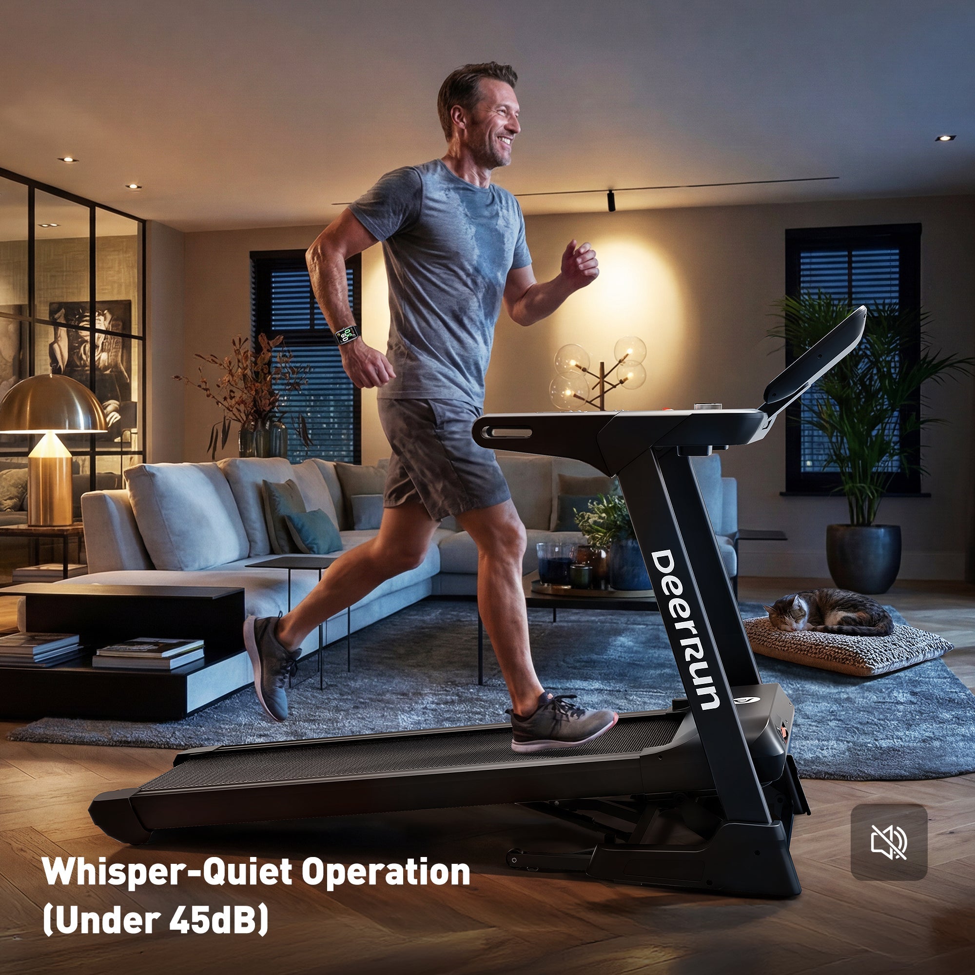 DeerRun X50 18% Auto Incline Big Screen AI Coach Smart Treadmill | 12.5 mph, 400 lbs Capacity