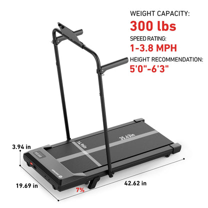 DeerRun Q2 Urban 7% Incline Walking Pad with Handrail